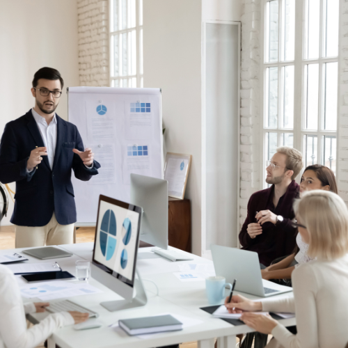 A sales professional grappling with awkwardness and inefficiency during client presentations due to a lack of formal training in sales techniques.